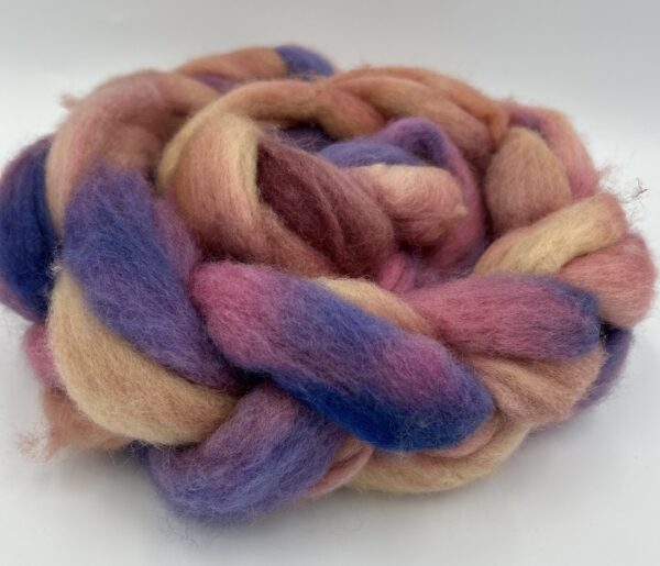 Hand Dyed braid of wool. Color GG from our Corriedale flock of sheep