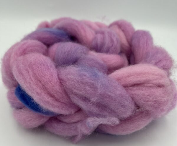 Hand Dyed braid of wool. Color PB1 from our Corriedale flock of sheep