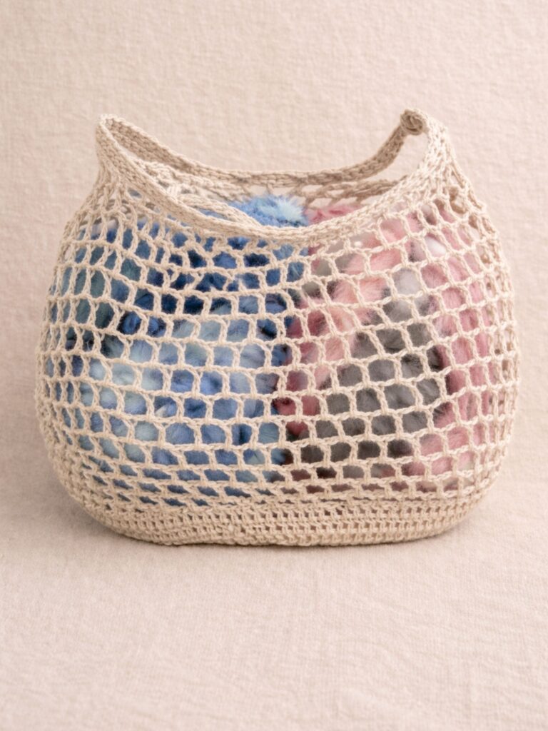 linen crochet market bag